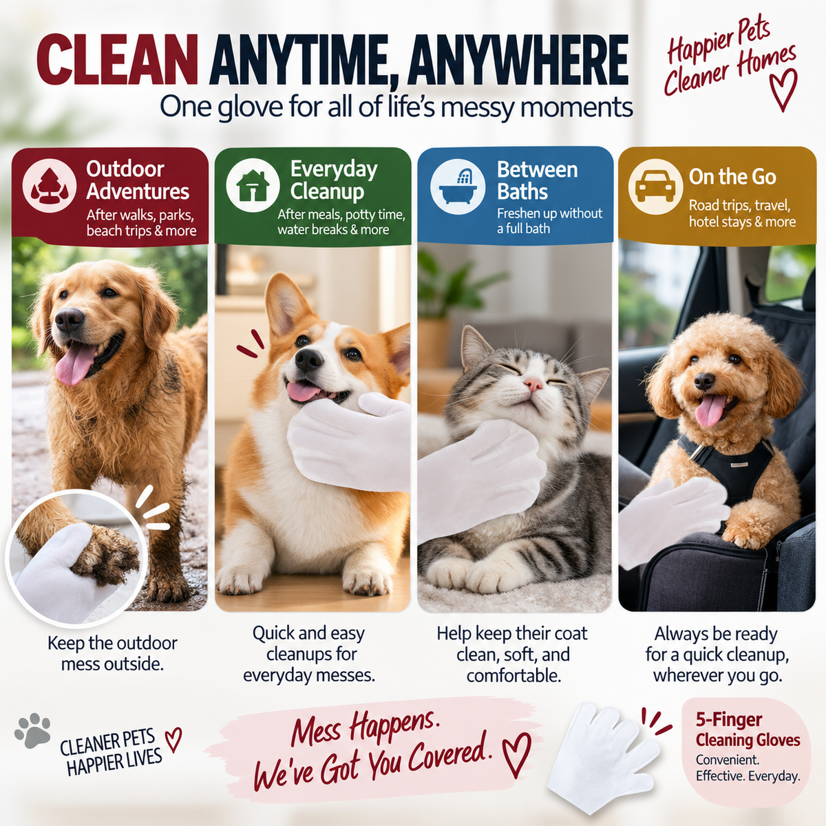 PawFresh™ Pet Cleaning Gloves — 3-Pack Starter Bundle